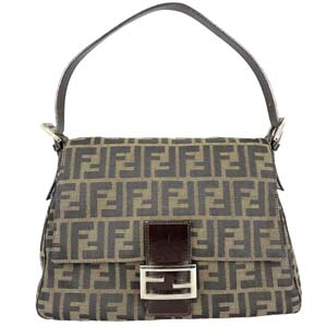 フェンディ マンマバゲット ズッカ キャンバス レザー ブラウン ショルダーバッグ