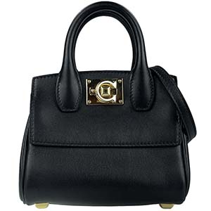 フェラガモ スタジオ マイクロ カーフスキン ブラック 2WAY ハンドバッグ