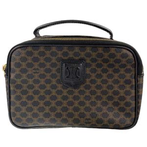 セリーヌ マカダム PVC レザー ブラック ハンドバッグ