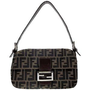 フェンディ マンマバゲット ズッカ キャンバス レザー ブラウン ショルダーバッグ