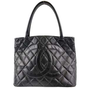 シャネル 復刻トート マトラッセ キャビアスキン ブラック トートバッグ