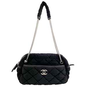 シャネル バブルキルト ナイロン ブラック ショルダーバッグ