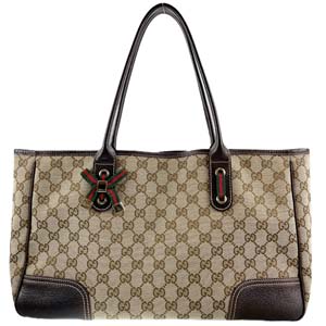 グッチ GGキャンバス レザー ベージュ ブラウン トートバッグ 