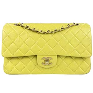 シャネル マトラッセ 25㎝ ラムスキン イエロー ショルダーバッグ