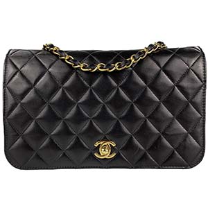 シャネル マトラッセ 23㎝ ラムスキン ブラック ショルダーバッグ