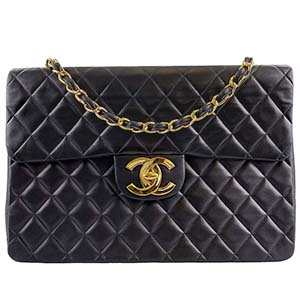 シャネル デカマトラッセ 34㎝ ラムスキン ブラック ショルダーバッグ