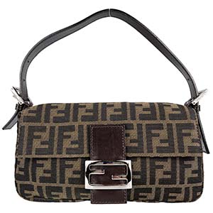 フェンディ  マンマバゲット ズッカ キャンバス レザー ブラウン ショルダーバッグ