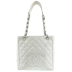 シャネル マトラッセ キャビアスキン ホワイト トートバッグ