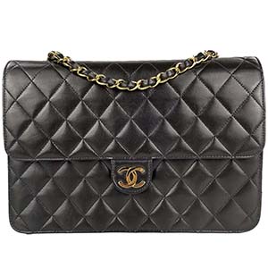 シャネル マトラッセ 25cm ラムスキン ブラック ショルダーバッグ