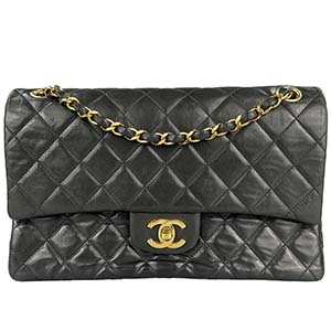 シャネル マトラッセ 25㎝ 旧型 ラムスキン ブラック ショルダーバッグ