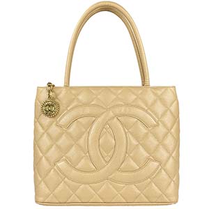 シャネル 復刻トート マトラッセ キャビアスキン ベージュ トートバッグ