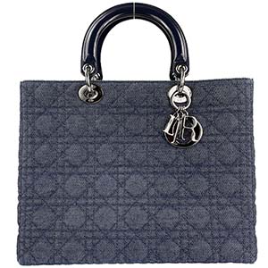ディオール レディディオール カナージュ ラージ デニム ネイビー ハンドバッグ