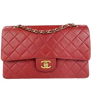 シャネル マトラッセ 25㎝ ラムスキン レッド ショルダーバッグ
