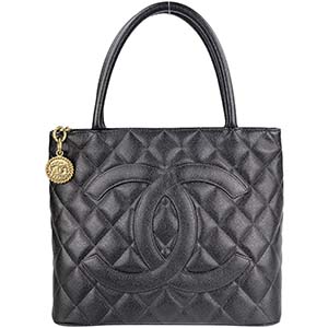 シャネル 復刻トート マトラッセ キャビアスキン ブラック トートバッグ