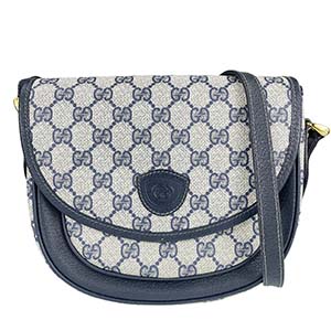 グッチ オールドグッチ GGプラス PVC レザー ネイビー ショルダーバッグ