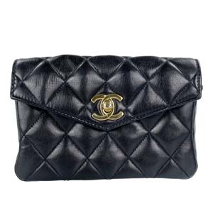 シャネル マトラッセ ラムスキン ネイビー ウエストバッグ