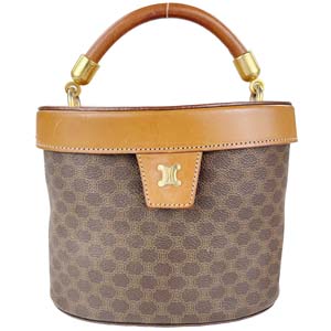 セリーヌ マカダム PVC レザー ブラウン ハンドバッグ