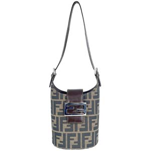 フェンディ ズッカ キャンバス レザー ブラウン ショルダーバッグ