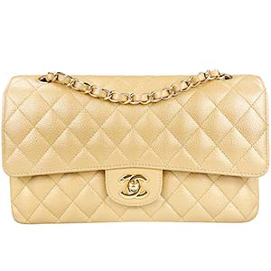 シャネル マトラッセ 25㎝ キャビアスキン ベージュ ショルダーバッグ