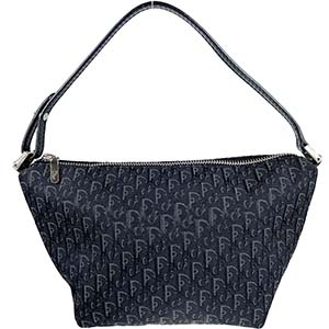 ディオール トロッター キャンバス レザー ブラック ハンドバッグ