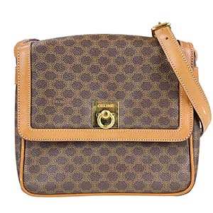 セリーヌ マカダム PVC レザー ブラウン ショルダーバッグ