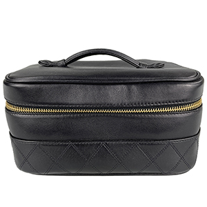 シャネル ビコローレ マトラッセ ラムスキン ブラック バニティ ハンドバッグ