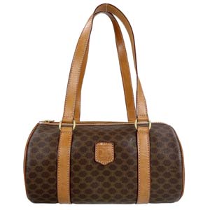 セリーヌ マカダム PVC レザー ブラウン ショルダーバッグ