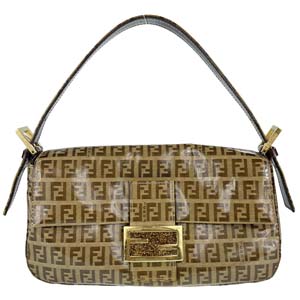 フェンディ マンマバゲット ズッキーノ PVC レザー ブラウン ショルダーバッグ