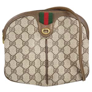 グッチ オールドグッチ シェリーライン PVC レザー ベージュ ブラウン ショルダーバッグ