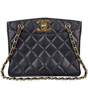 シャネル マトラッセ 28㎝ キャビアスキン ブラック チェーン ショルダーバッグ