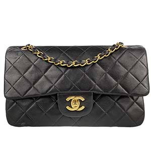 シャネル マトラッセ 23㎝ ラムスキン ブラック ショルダーバッグ