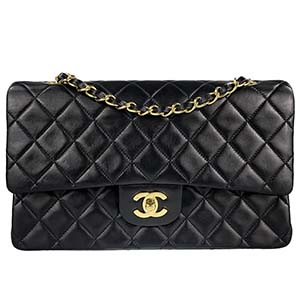 シャネル マトラッセ 25㎝ ラムスキン ブラック ショルダーバッグ