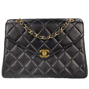 シャネル マトラッセ 24㎝ ラムスキン ブラック ショルダーバッグ