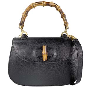 グッチ  バンブー レザー ブラック 2WAY ハンドバッグ