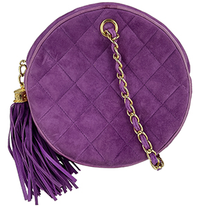 シャネル マトラッセ フリンジ スエード レザー パープル チェーン ハンドバッグ