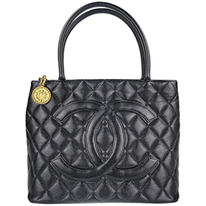 シャネル 復刻トート マトラッセ キャビアスキン ゴールド金具 ブラック トートバッグ