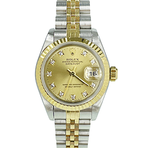 ロレックス デイトジャスト オイスターパーペチュアル 10Pダイヤ シャンパン ステンレス 腕時計