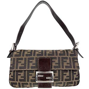 フェンディ マンマバゲット ズッカ キャンバス レザー ブラウン ショルダーバッグ