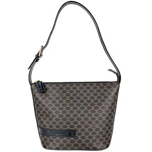 セリーヌ マカダム PVC レザー ブラック ブラウン ショルダーバッグ