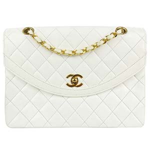 シャネル マトラッセ 25㎝ ラムスキン ホワイト ショルダーバッグ