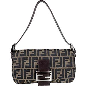 フェンディ  マンマバゲット ズッカ キャンバス レザー ブラウン ショルダーバッグ