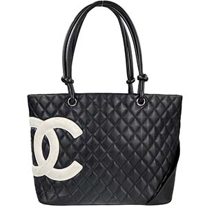 シャネル カンボンライン カーフスキン ブラック ラージ トートバッグ