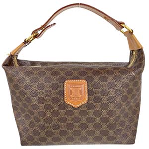 セリーヌ マカダム PVC レザー ブラウン ハンドバッグ