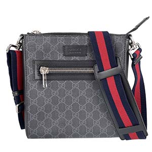 グッチ GGスプリーム スモール メッセンジャーバッグ キャンバス ブラック グレー ショルダーバッグ
