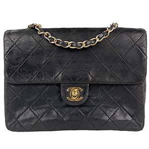 シャネル マトラッセ 20㎝ ラムスキン ブラック ショルダーバッグ