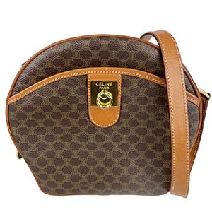 セリーヌ マカダム ガンチーニ PVC レザー ブラウン ショルダーバッグ