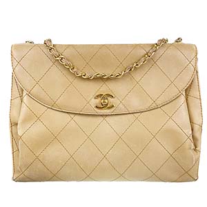 シャネル マトラッセ カーフスキン ベージュ チェーン ショルダーバッグ