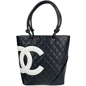 シャネル カンボンライン カーフスキン ブラック ミディアム トートバッグ