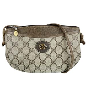 グッチ オールドグッチ PVC レザー ベージュ ブラウン ショルダーバッグ