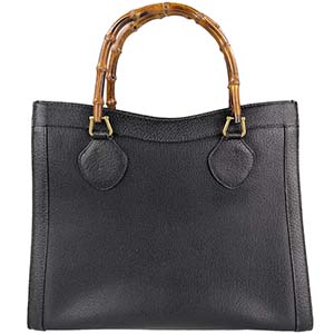 グッチ バンブー レザー ブラック ハンドバッグ